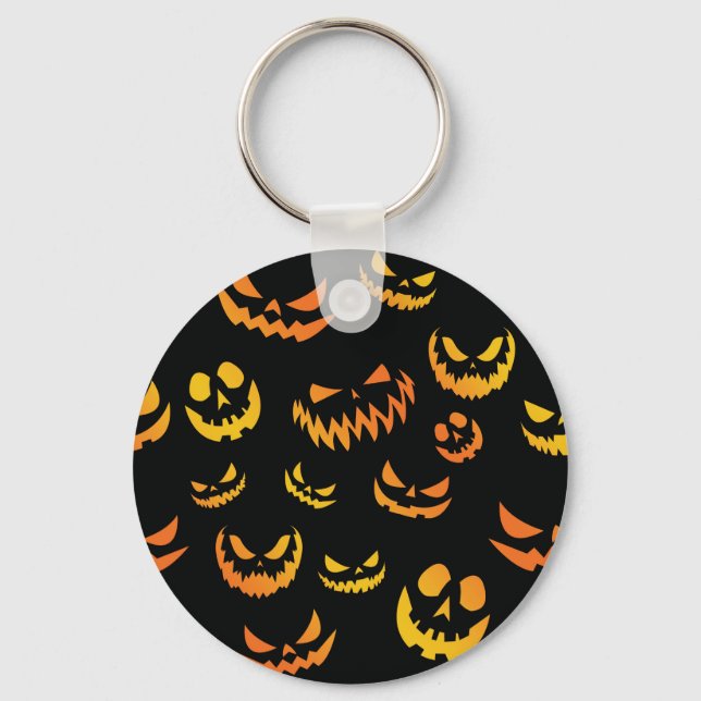 Jack O Lantern Pumpkin Face Keychain (Front)