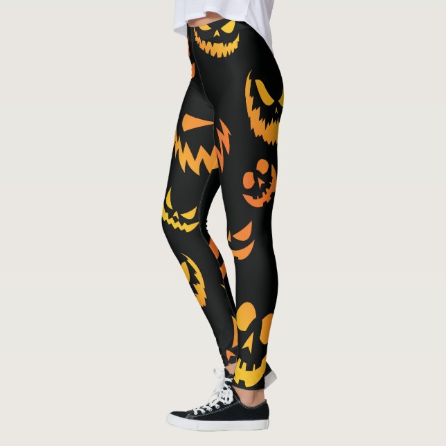 Jack O Lantern Pumpkin Face Leggings (Left)