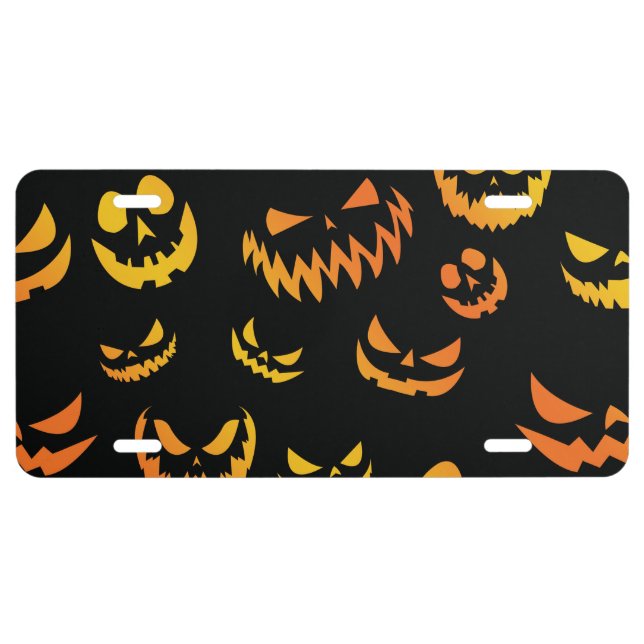 Jack O Lantern Pumpkin Face License Plate (Front)