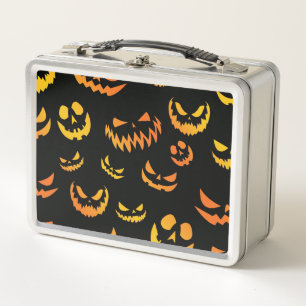 Jack O Lantern Pumpkin Face Metal Lunch Box