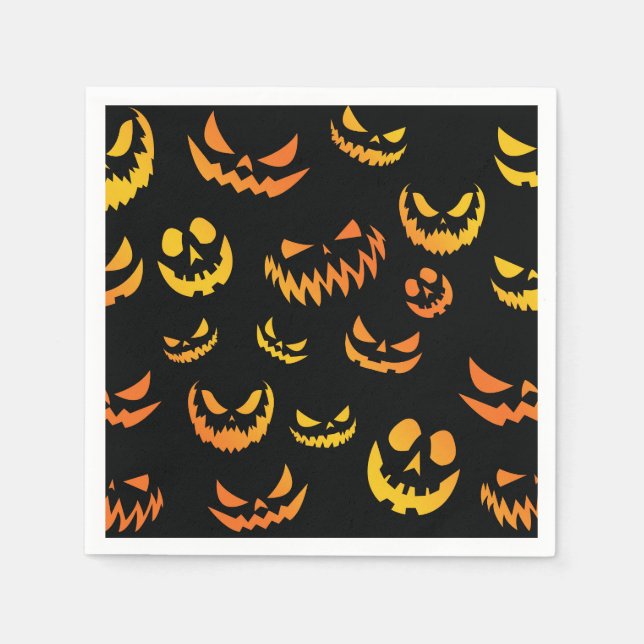 Jack O Lantern Pumpkin Face Napkins (Front)