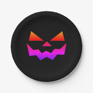 Jack-o-lantern pumpkin face paper plates