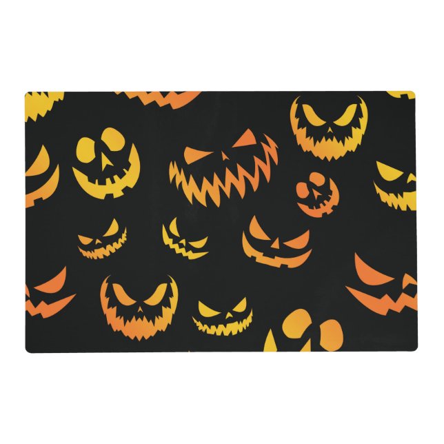 Jack O Lantern Pumpkin Face Placemat (Front)