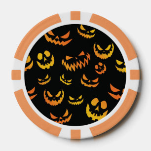 Jack O Lantern Pumpkin Face Poker Chips
