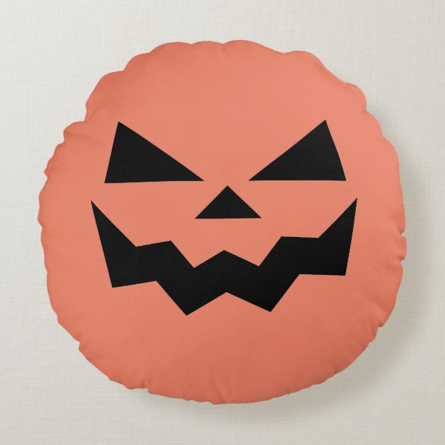 Jack-o-lantern pumpkin face  round pillow (Front)