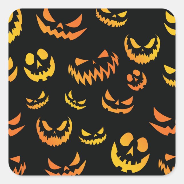 Jack O Lantern Pumpkin Face Square Sticker (Front)