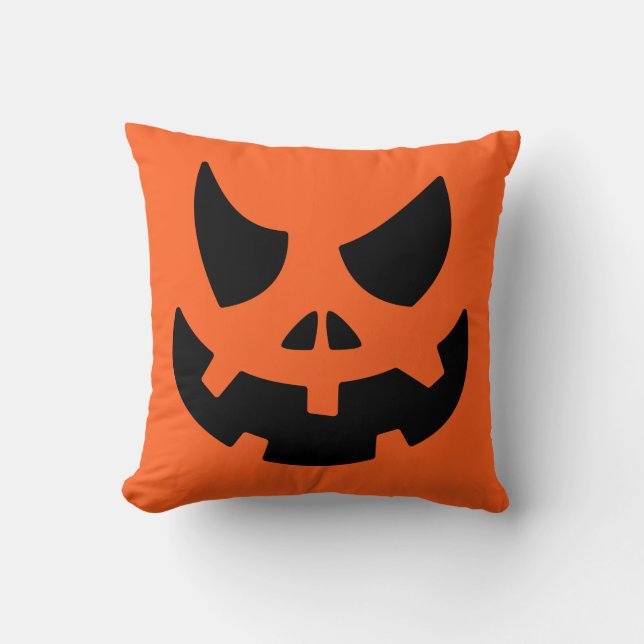 Jack O Lantern Pumpkin Face Throw Pillow (Front)