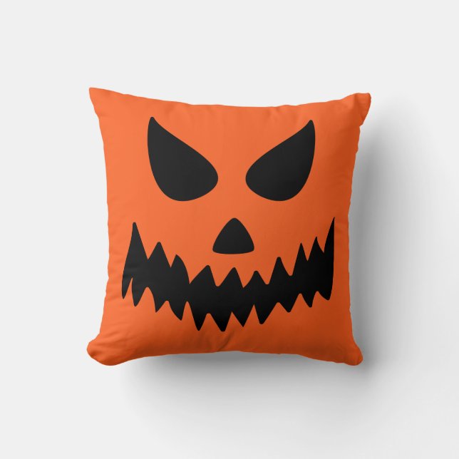 Jack O Lantern Pumpkin Face Throw Pillow (Front)