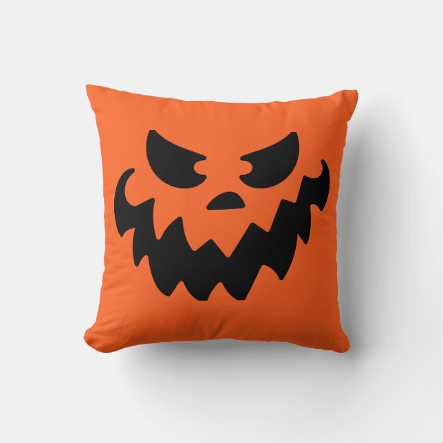 Jack O Lantern Pumpkin Face Throw Pillow (Front)
