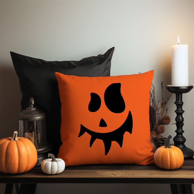 Jack O Lantern Pumpkin Face Throw Pillow (Creator Uploaded)