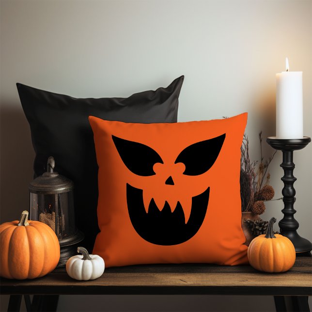 Jack O Lantern Pumpkin Face Throw Pillow (Creator Uploaded)