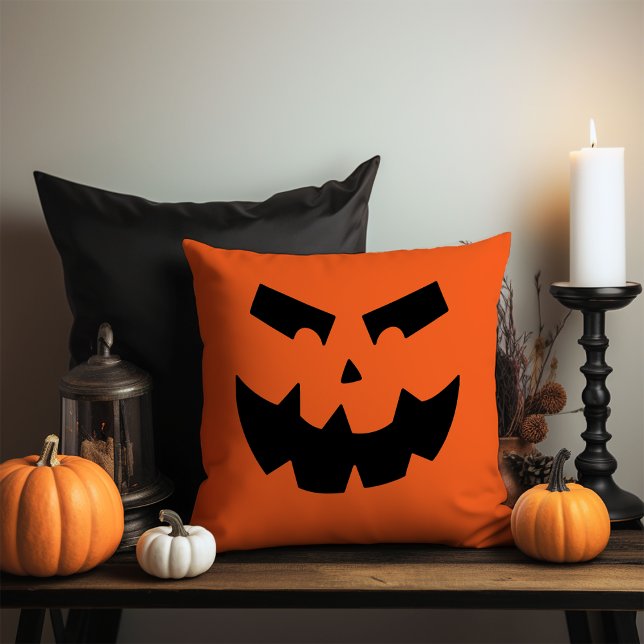 Jack O Lantern Pumpkin Face Throw Pillow (Creator Uploaded)
