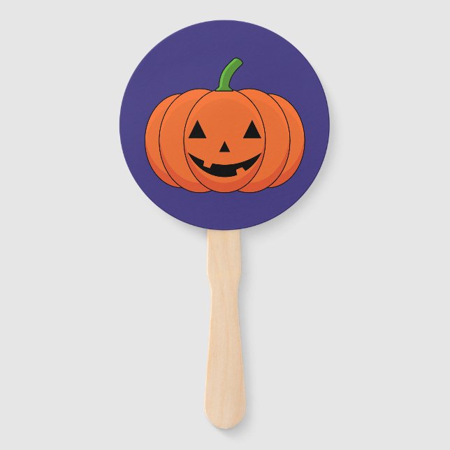 Jack-O'-Lantern Pumpkin Halloween Hand Fan (Front)