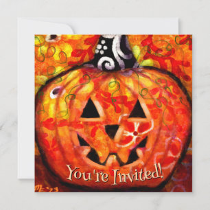 Jack O Lantern Pumpkin Halloween Party Invitation