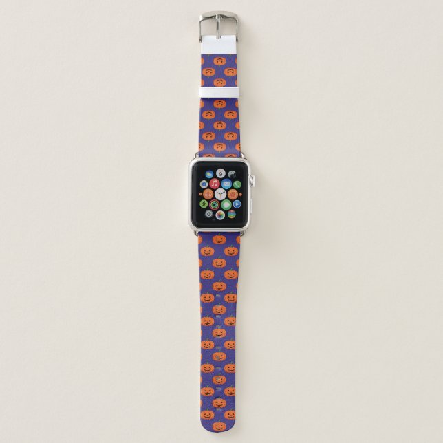 Jack-O'-Lantern Pumpkin Halloween Pattern Apple Watch Band (Front)
