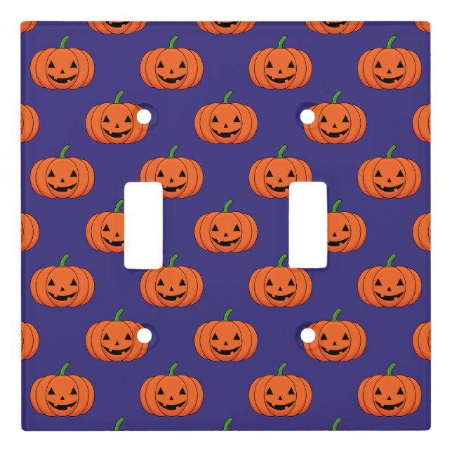 Jack-O'-Lantern Pumpkin Halloween Pattern Light Switch Cover (Front)