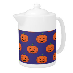 Jack-O'-Lantern Pumpkin Halloween Pattern Teapot