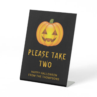 Jack-o'-Lantern Pumpkin Halloween Take Your Candy Pedestal Sign
