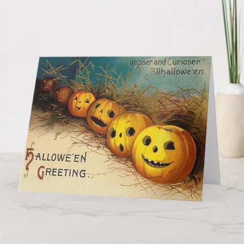 Jack O Lantern Pumpkin Hay Field Card