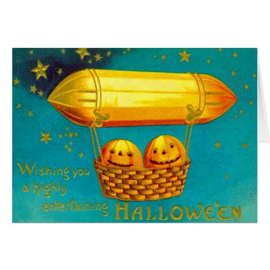 Jack O' Lantern Pumpkin Hot Air Balloon Cards (Front Horizontal)