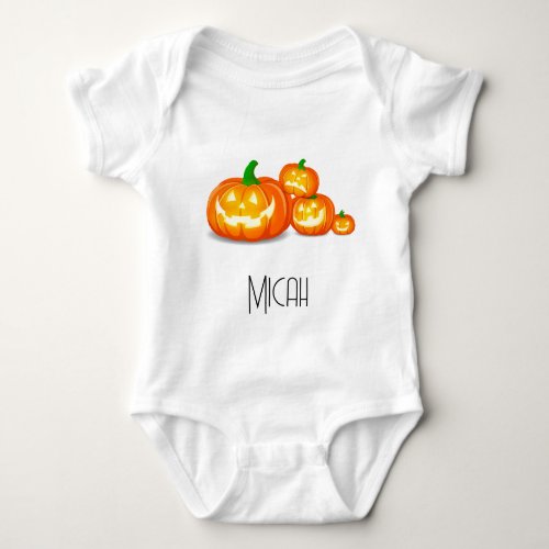 Jack_O_Lantern Pumpkin Monogram Name Baby Bodysuit