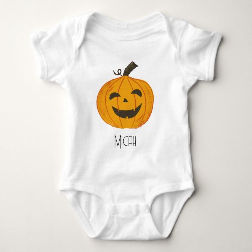 Jack_O_Lantern Pumpkin Monogram Name Baby Bodysuit
