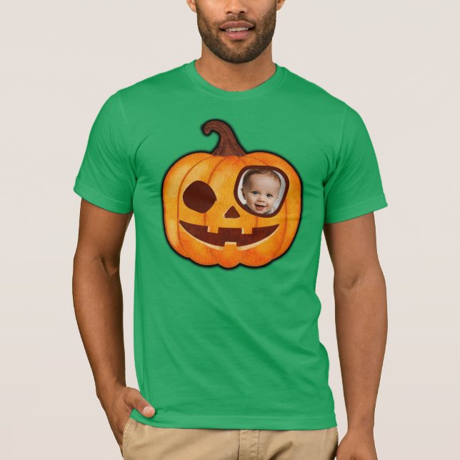 Jack o lantern pumpkin monster personalized photo T-Shirt (Front)