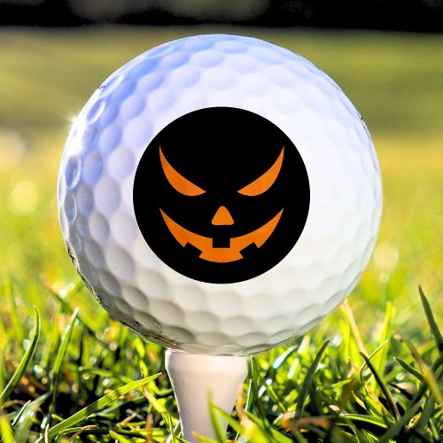 Jack O Lantern Pumpkin Orange  Black Halloween Golf Balls