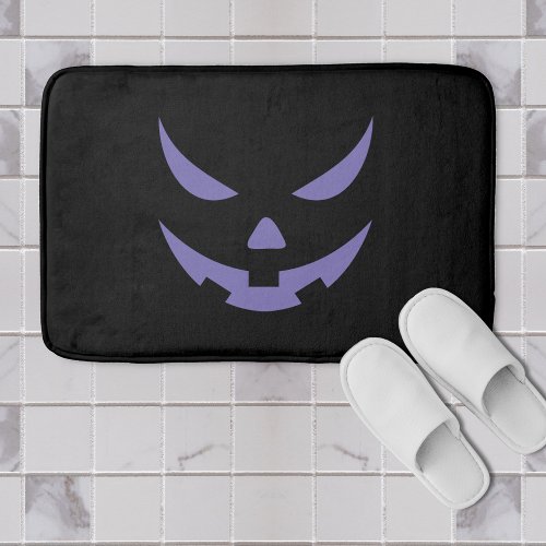 Jack O Lantern Pumpkin Purple  Black Halloween Bath Mat