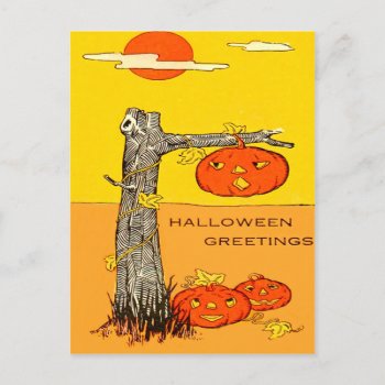 Jack O' Lantern Pumpkin Tree Leaves Postcard by kinhinputainwelte at Zazzle