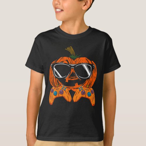 Jack O Lantern Pumpkin Video Game Halloween Gamer T_Shirt