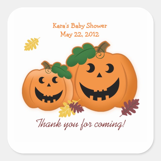 Jack O Lantern Pumpkins Baby Shower Favor Sticker (Front)