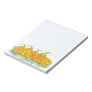 Jack-O-Lantern Pumpkins Halloween Watercolor Lined Notepad