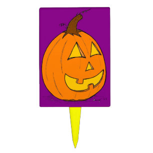 Jack o' Lantern Purple Cake Topper