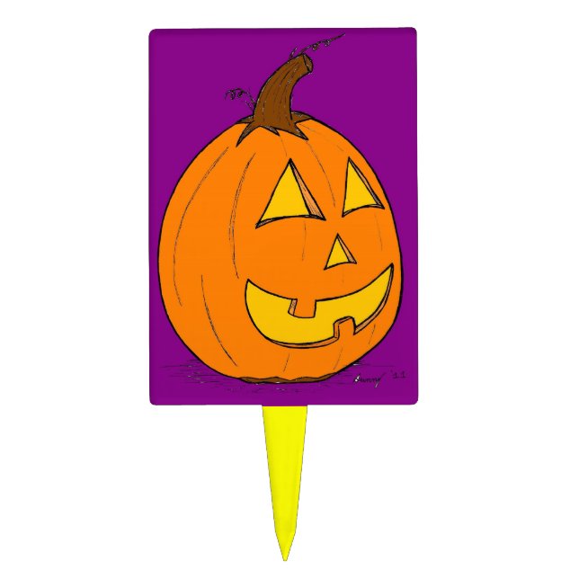 Jack o' Lantern Purple Cake Topper (Front)