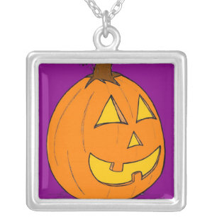 Jack o' Lantern Purple Necklace Pendant