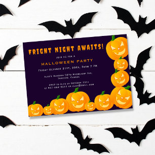 Jack o' lantern Purple & Orange Halloween Party Invitation