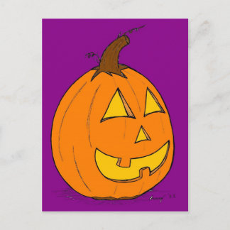 Jack o' Lantern Purple Postcard
