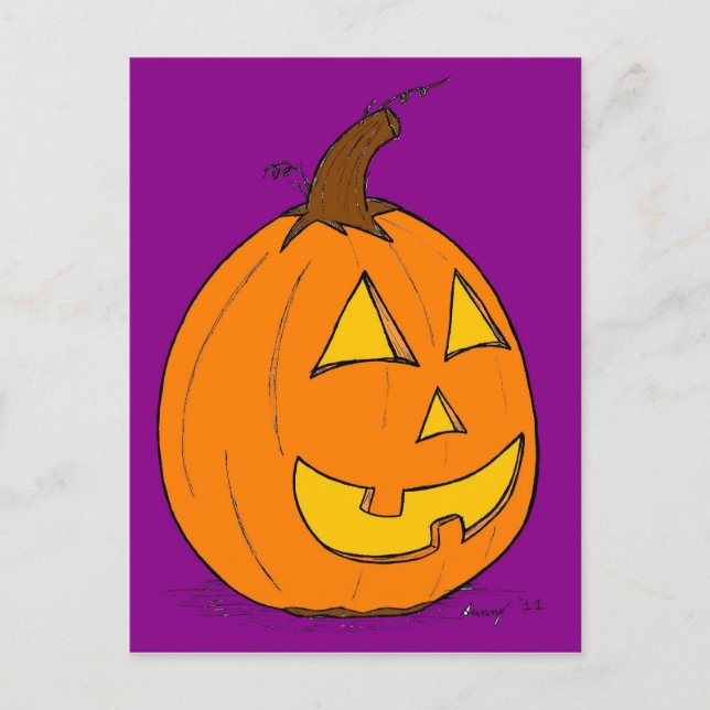 Jack o' Lantern Purple Postcard (Front)