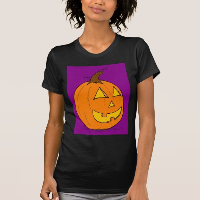 Jack o' Lantern Purple Womens Petite T-Shirt (Front)