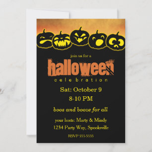 Jack-o-lantern Row Halloween Invitation