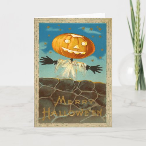 Jack O Lantern Scarecrow Stars Pumpkin Card