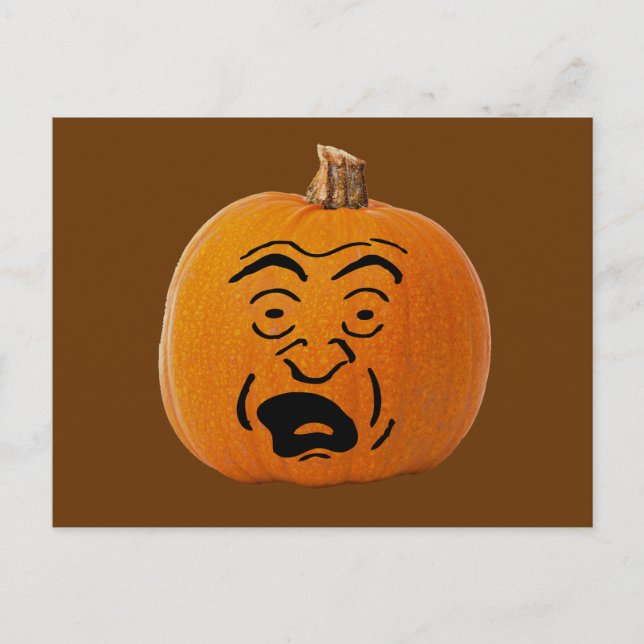Jack o' Lantern Scared Face, Halloween Pumpkin Postcard (Front)