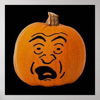 Jack o' Lantern Scared Face, Halloween Pumpkin Poster