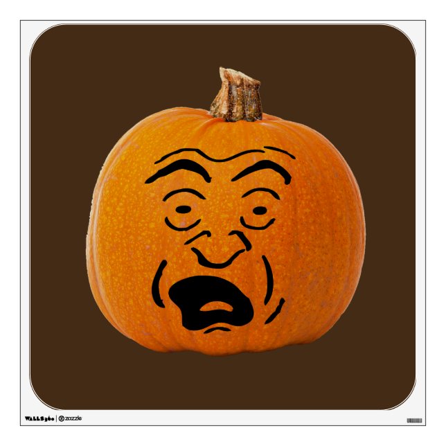 Jack o' Lantern Scared Face, Halloween Pumpkin Wall Decal (Front)