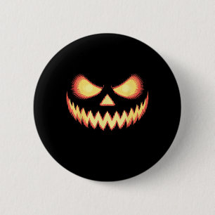 Jack O Lantern Scary Carved Pumpkin Face Halloween Button