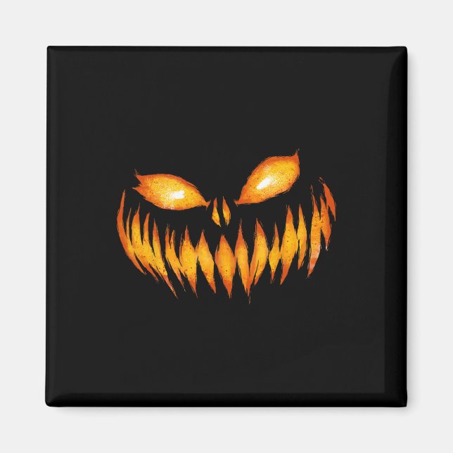 Jack O Lantern Scary Carved Pumpkin Face Halloween Magnet (Front)