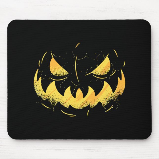 Jack O Lantern Scary Carved Pumpkin Face Halloween Mouse Pad (Front)