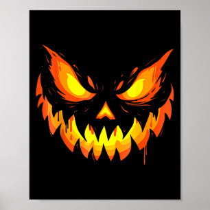 Jack O Lantern Scary Carved Pumpkin Face Halloween Poster