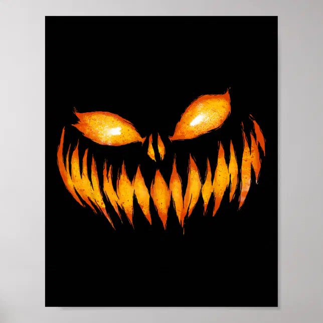 Jack O Lantern Scary Carved Pumpkin Face Halloween Poster | Zazzle